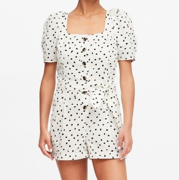 Banana Republic Linen-Cotton Puff-Sleeve Romper - Picture 8 of 8